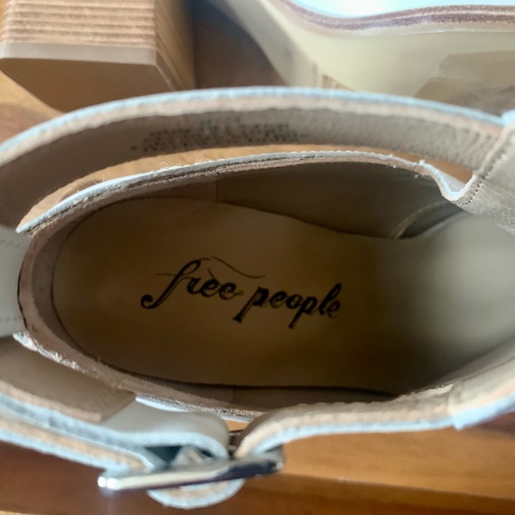 FREE PEOPLE Brady Buckle White Shoe Boot Block Heel - Picture 5 of 10